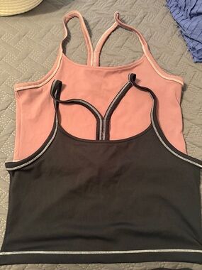 Nike Pink & Black Racerback Tank Tops